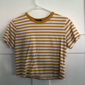 white and yellow cropped brandy shirt